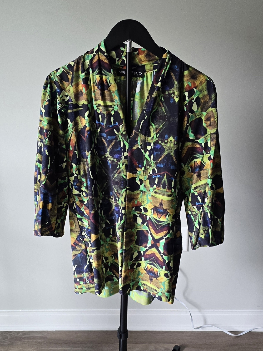 Maria Pinto Printed Gish S Blouse with Green-Accent Multicolor Pattern